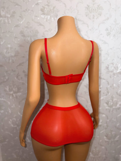 Put A Bow On It Fur Trim Skirt Set