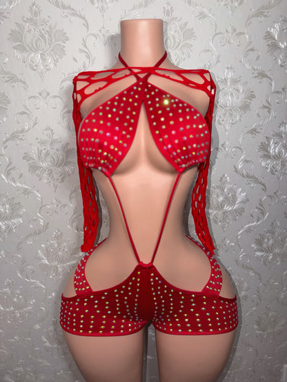 Million Dollar Baby Rhinestone Bumster Romper Set Fits M-L