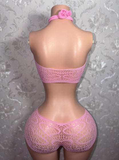 Be Mine Low Rise Fishnet Shorts Set Fits XS-L