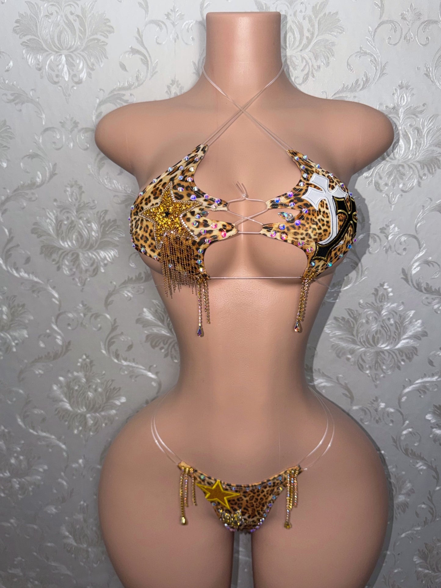Lolita Custom Leopard Bikini With Gold Tassels