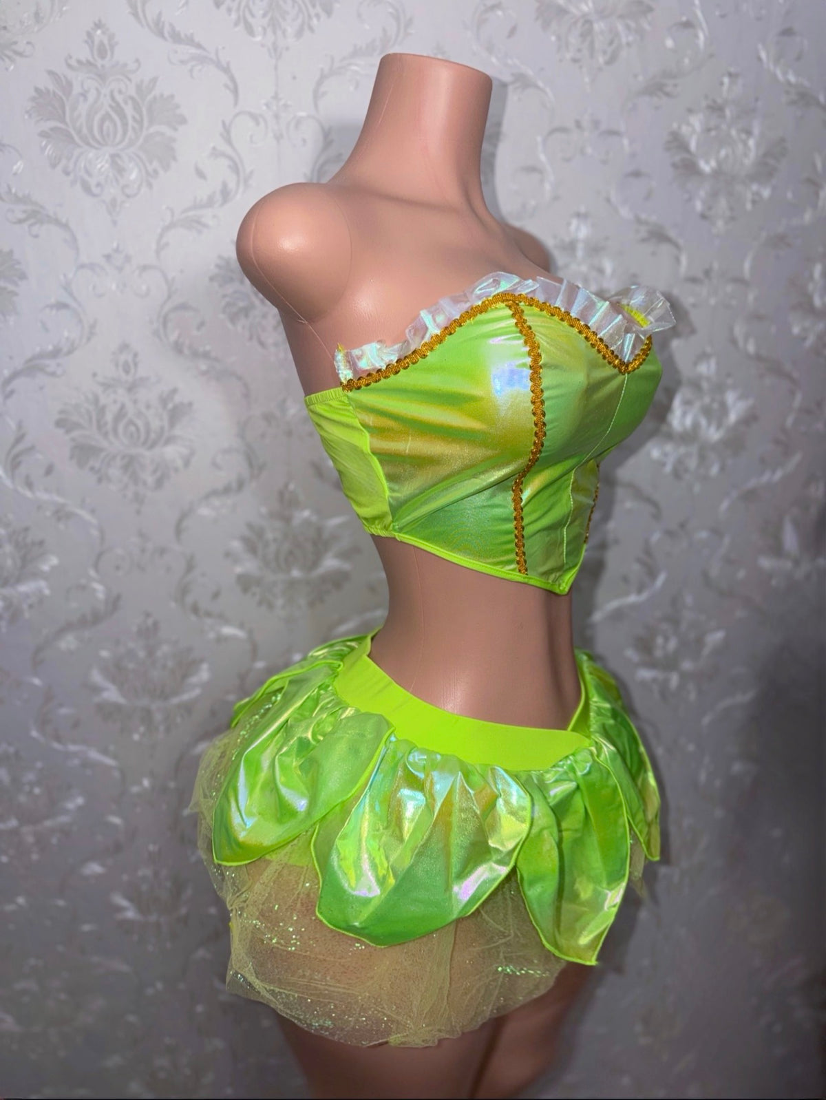 Fairy Princess Costume with Chiffon Tutu Skort 2 Piece Set Optional Wings and Thong