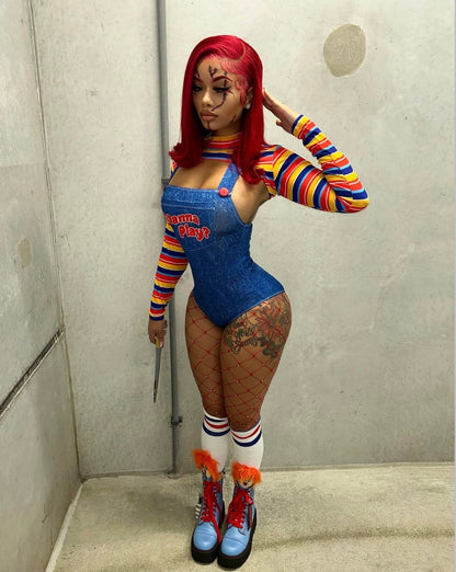 Evil Doll 2 Piece Includes One Piece and Long Sleeve Crop Top
