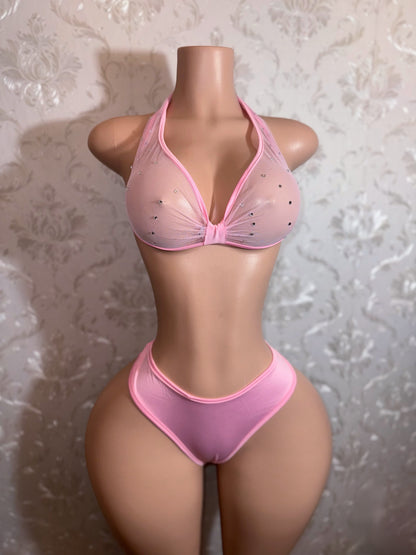 Madeline High Waist 2 Piece Mesh Bikini Fits S-M