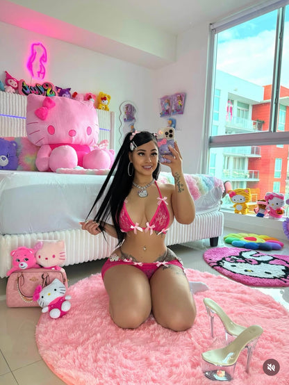 K Barker Lace Skirt Set With Bows As Seen On @xxtiffydollxx Fits XS-M