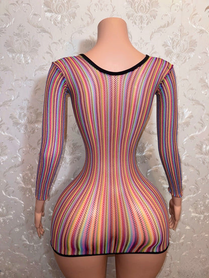 Jamaica Multicolor Fishnet Dress Fits All Sizes