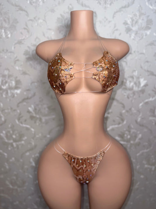 Africa Animal Print Champagne Snakeskin Bikini