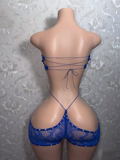 Nefise Low Rise Hammock Fishnet Romper Set Fits S-M