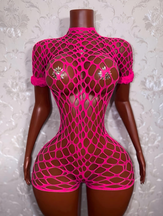 Avery Long Sleeve Fishnet Romper Only Fits XS-L