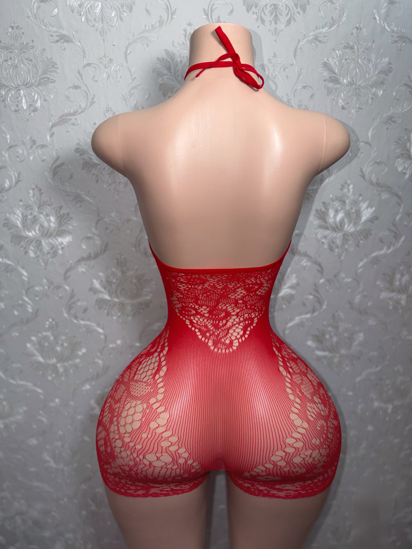 Glo Girl Crotchless Fishnet Romper Fits XS-M