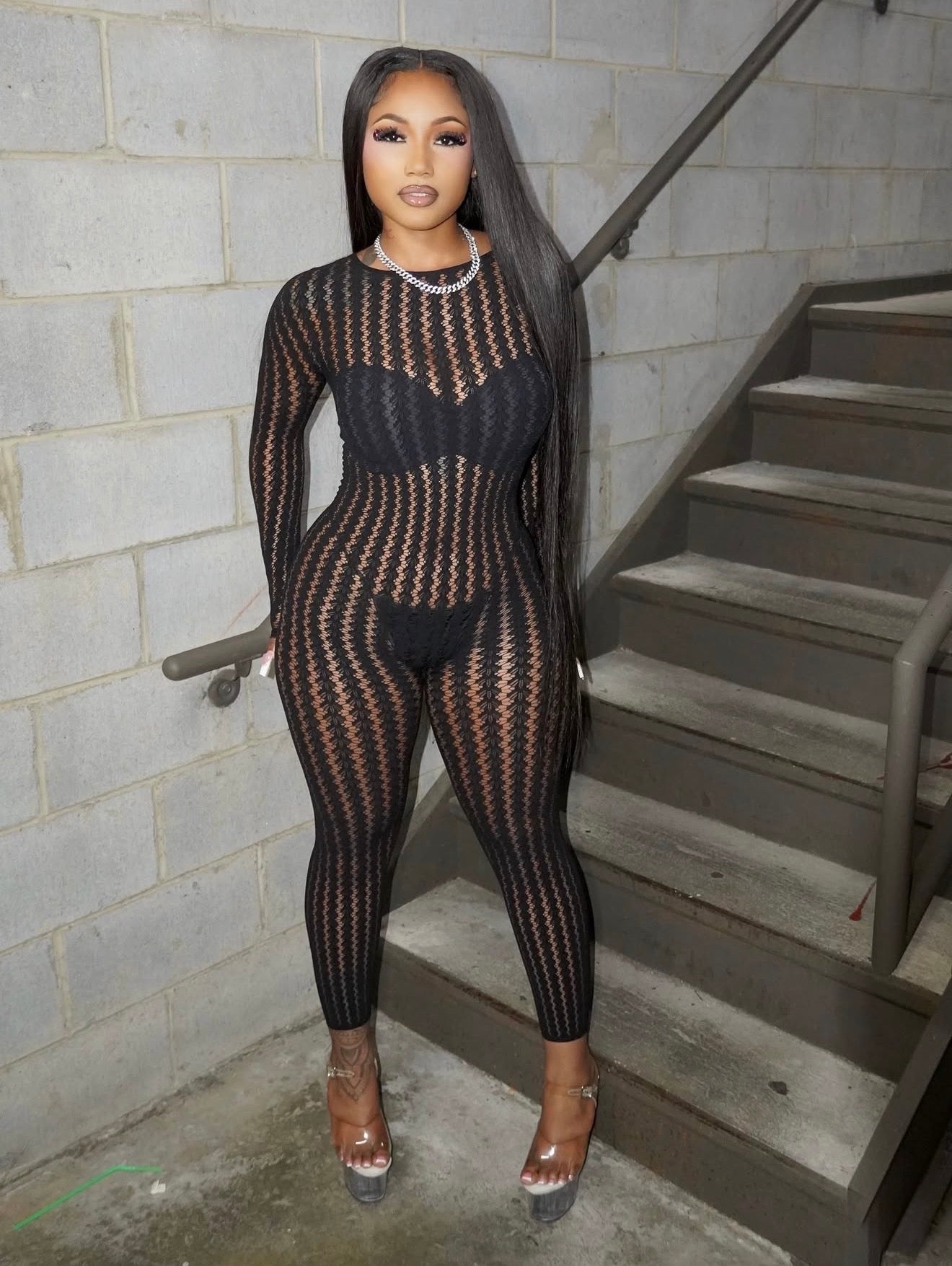 Sevyn Fishnet Jumpsuit Fits XS-XL