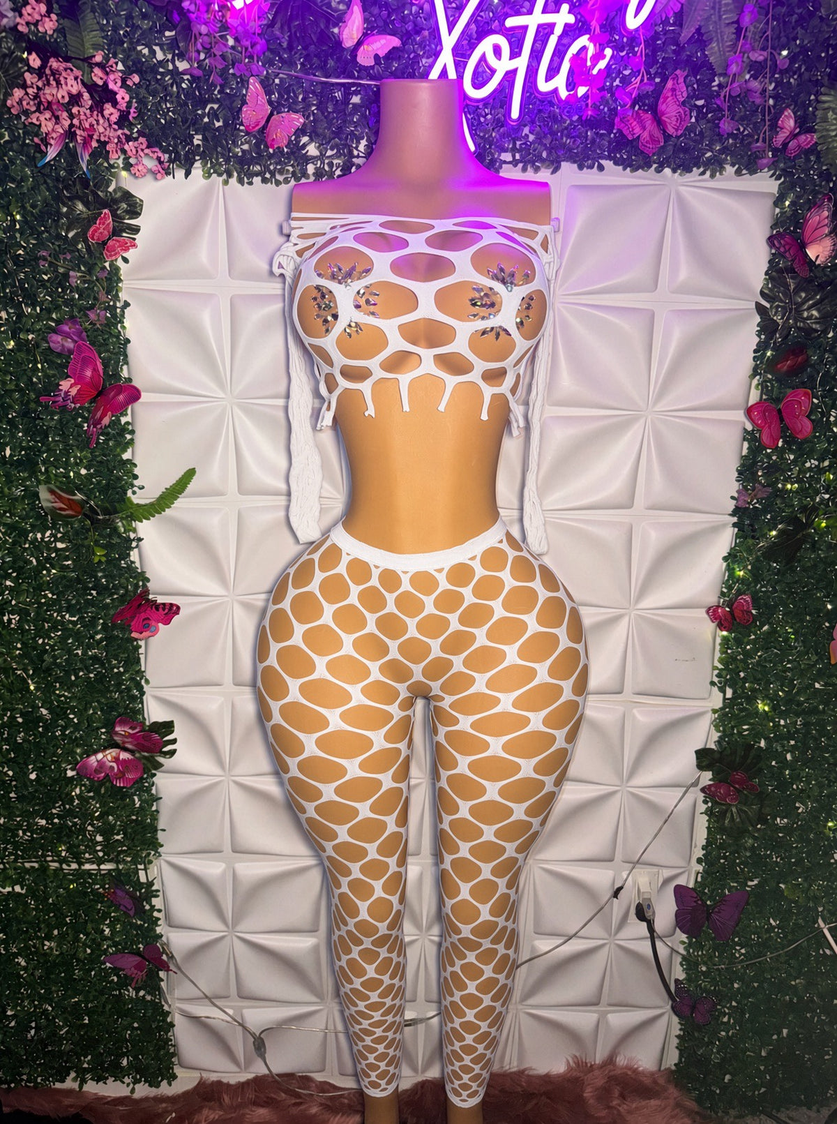 Stella Pothole Fishnet 2 Piece Legging Set Fits XS-L