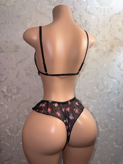 Primrose Ruffle Trim Sheer Mesh Bra and Panty Set