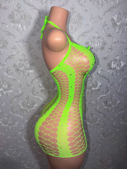 Diamonte 2.0 Diamond Fishnet Romper Fits XS-L