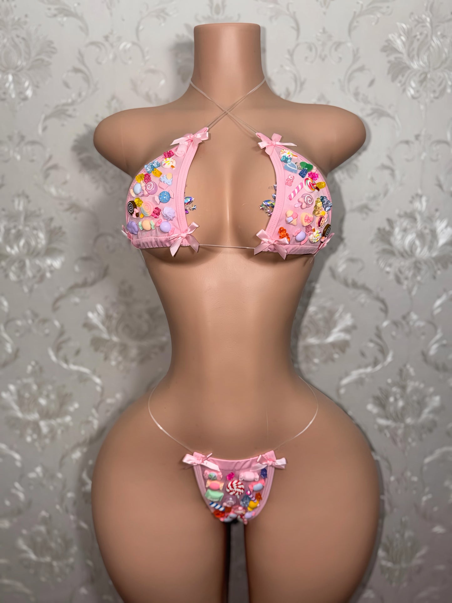 Candy Girl Charm Bikini With Baby Pink Bows