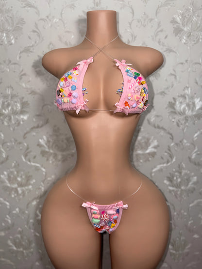 Candy Girl Charm Bikini With Baby Pink Bows