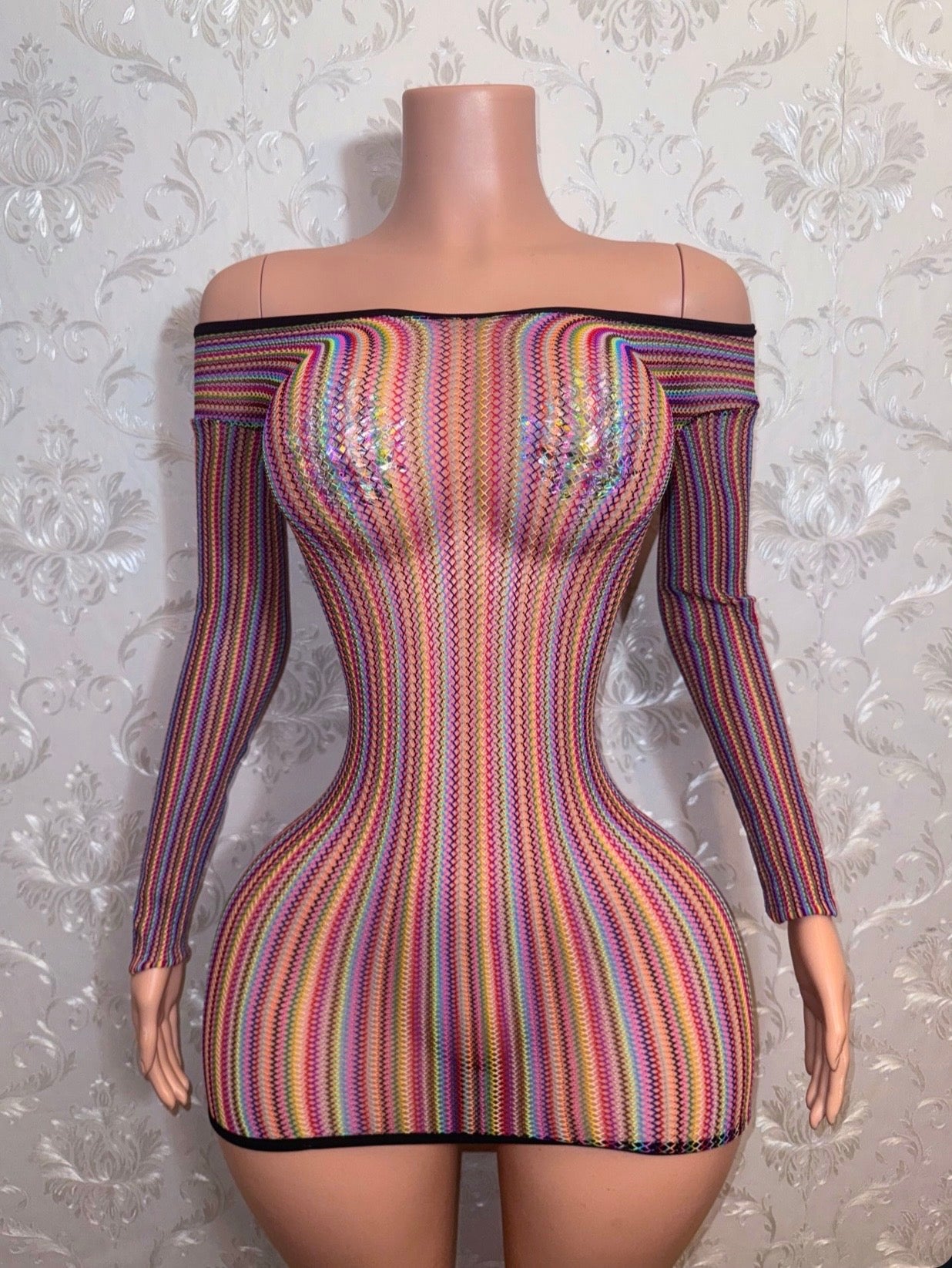 Jamaica Multicolor Fishnet Dress Fits All Sizes