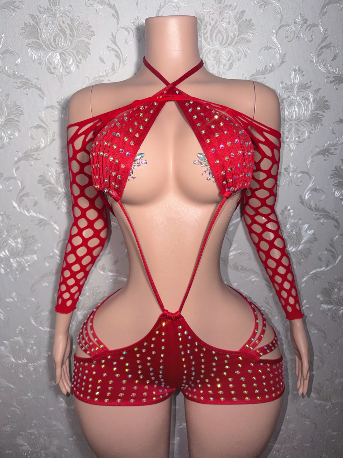 Million Dollar Baby Rhinestone Bumster Romper Set Fits M-L