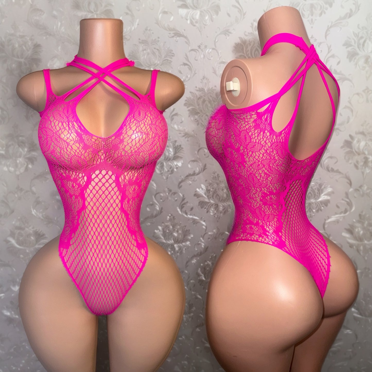 Sultry Vixen Crotchless Lace Bodysuit Fits XS-XL