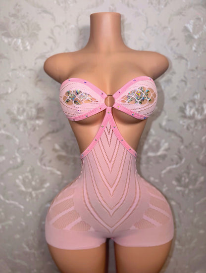 PLT Strapless Fishnet Rompers Now With More Stones Fits XS-L
