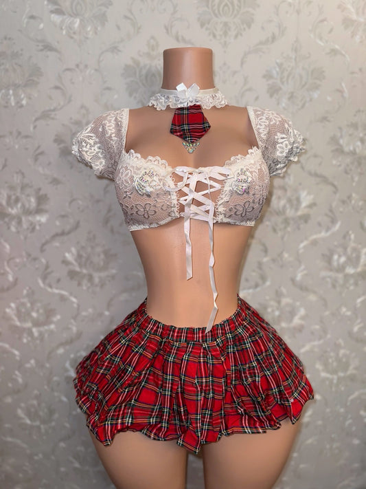 Teacher’s Pet 4 Piece School Girl Costume With Thong