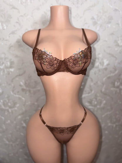 Brown Sugar Lace 2 Piece Bra and Panty Set