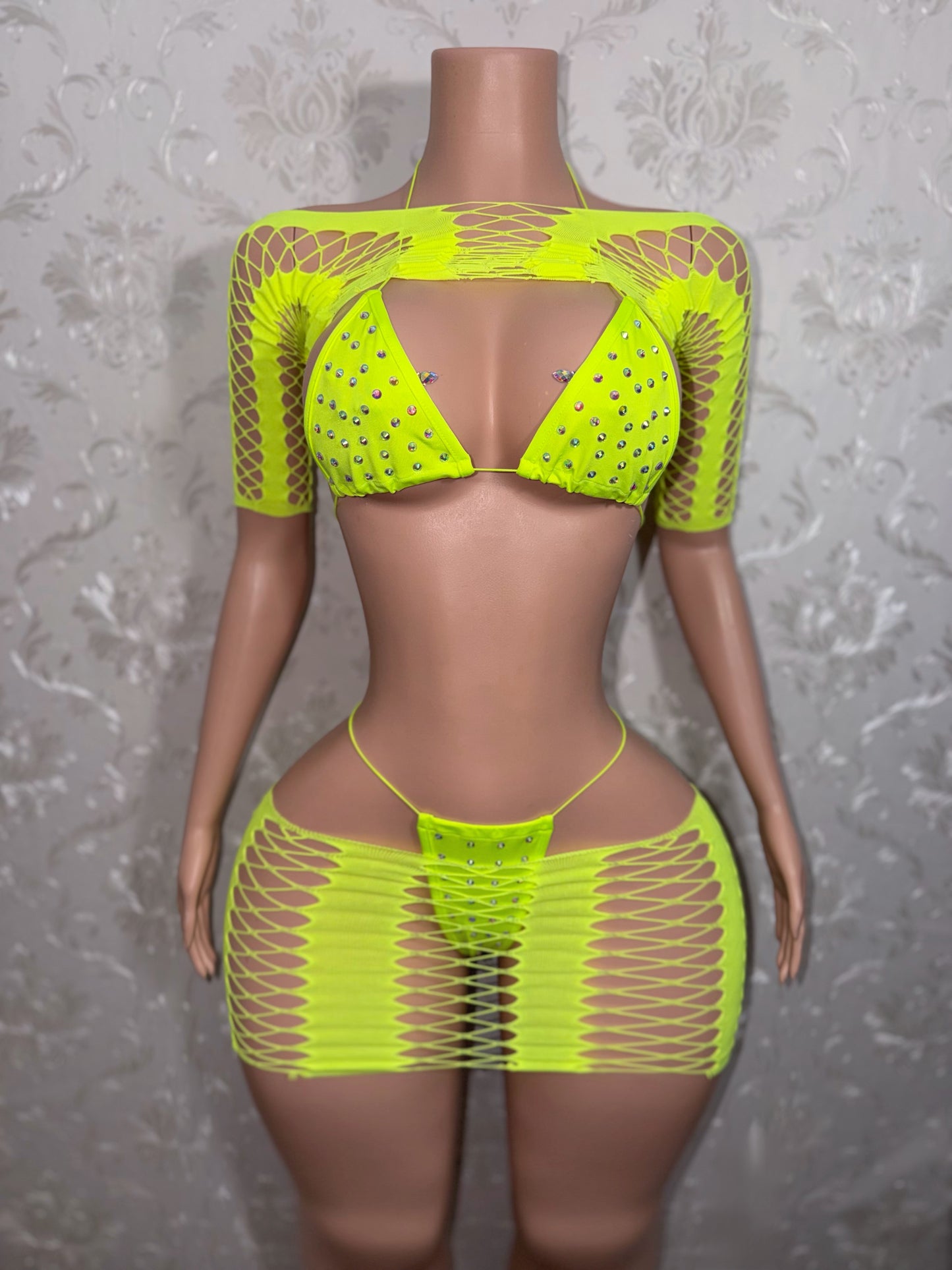 Karma Electra 4 Piece Fishnet Skirt Set Fits XS-L