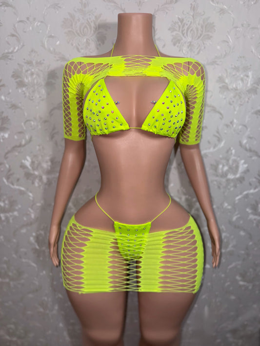 Karma Electra 4 Piece Fishnet Skirt Set Fits XS-L