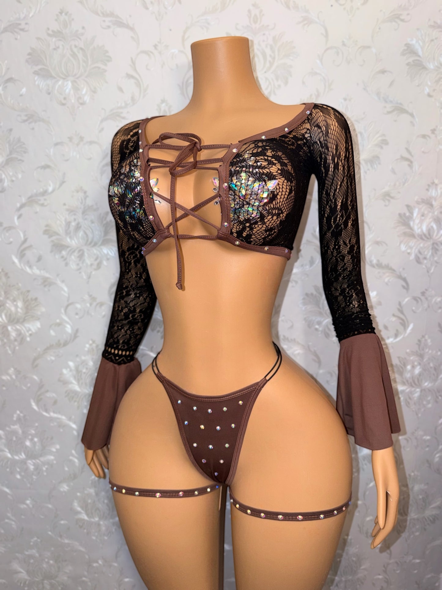 Valkyrie Fishnet Bell Sleeve 3 Piece Set Fits XS-XL