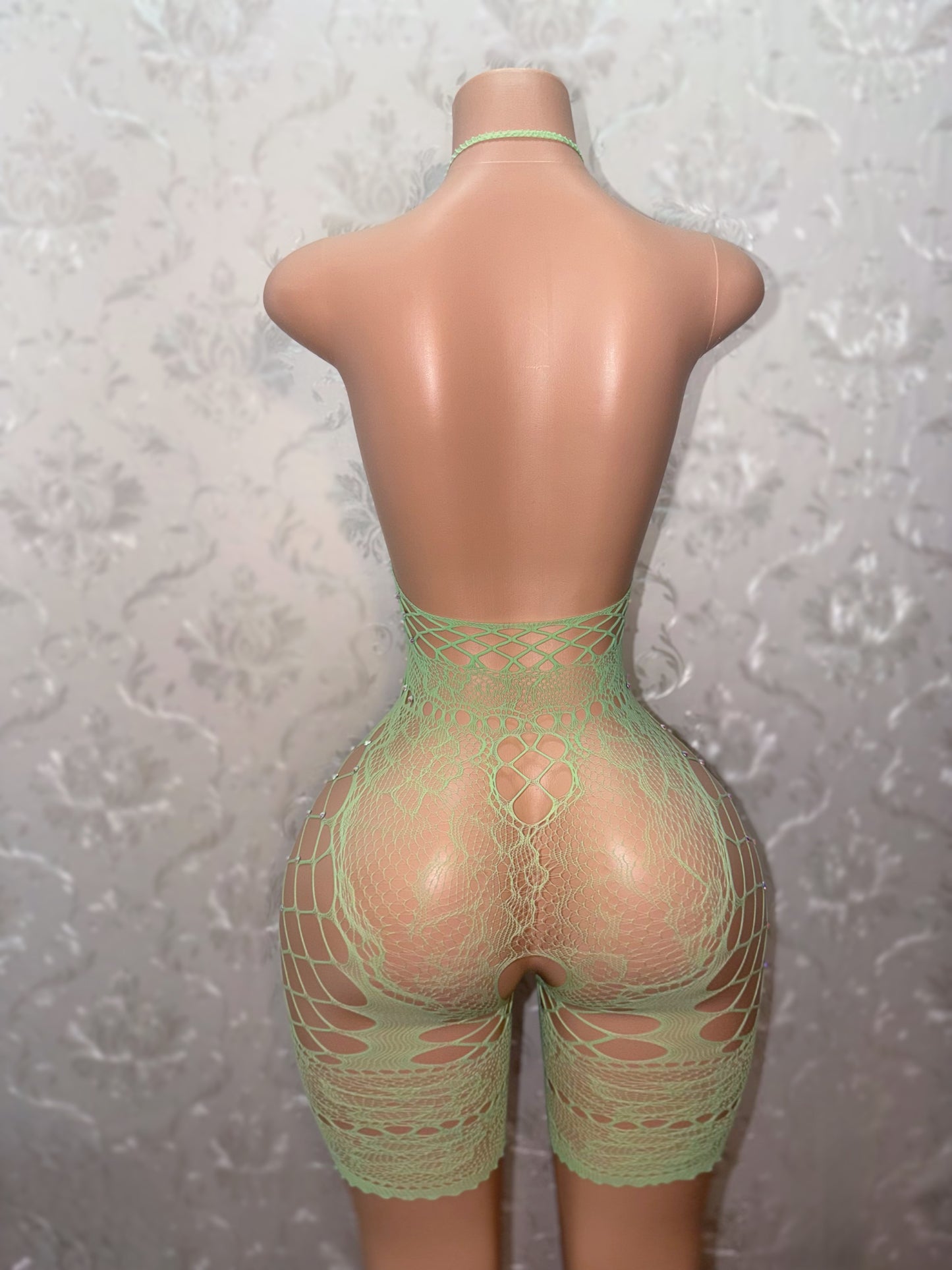 Lacey Lace Fishnet Romper Fits XS-L