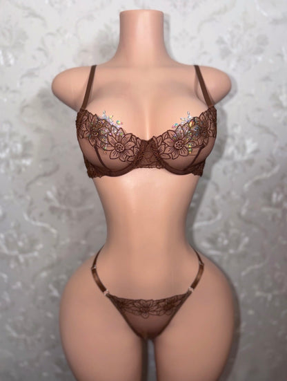 Brown Sugar Lace 2 Piece Bra and Panty Set