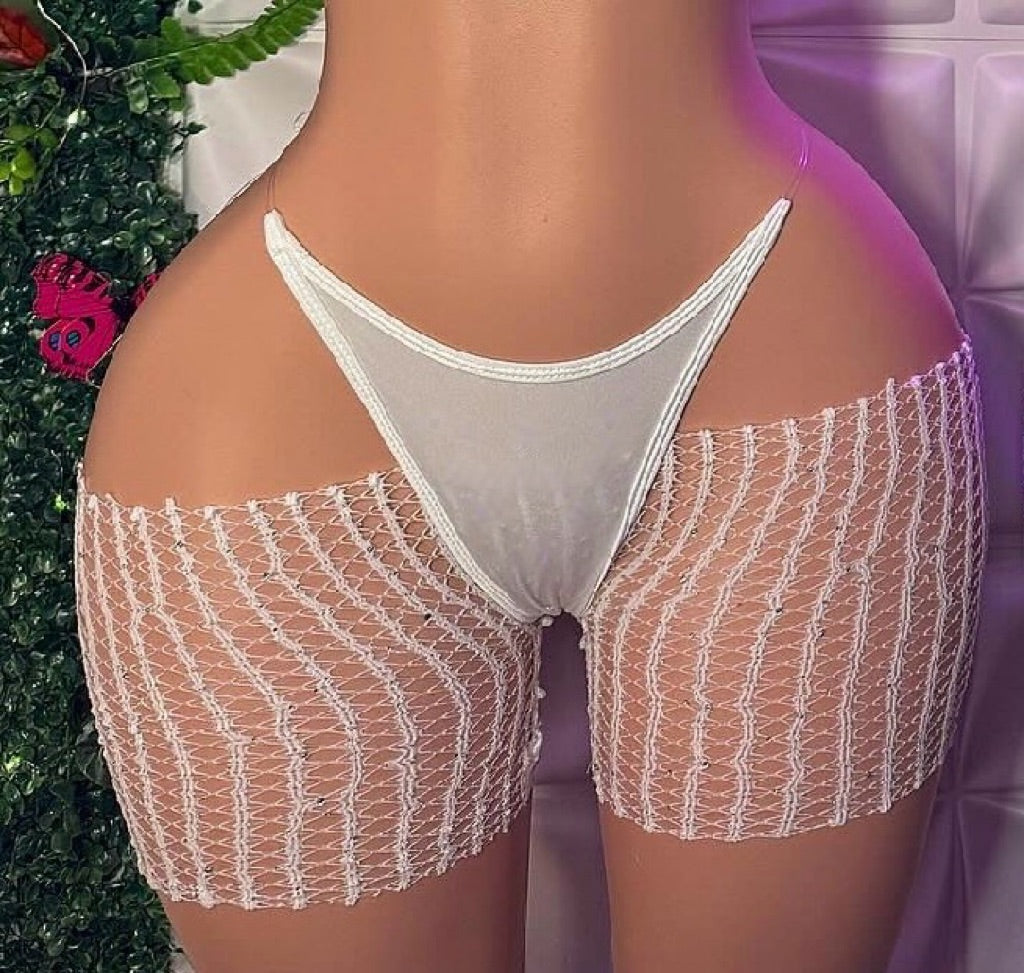 Cutoff Fishnet Shorts Fits XS-XL