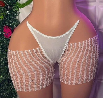 Cutoff Fishnet Shorts Fits XS-XL