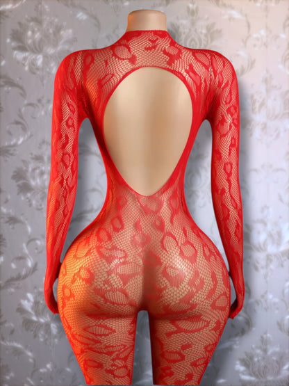 Sherice Cheetah Fishnet Bodystocking Fits All