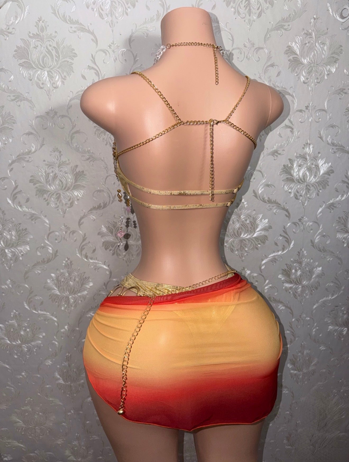 Bahama Mama Beaded Top 5 Piece Set Bikini Fits M