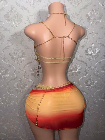 Bahama Mama Beaded Top 5 Piece Set Bikini Fits M