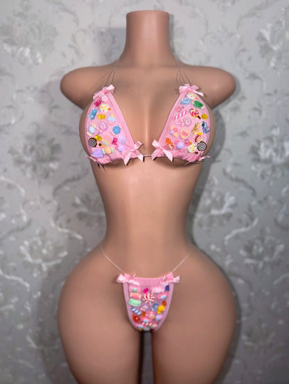 Candy Girl Charm Bikini With Baby Pink Bows
