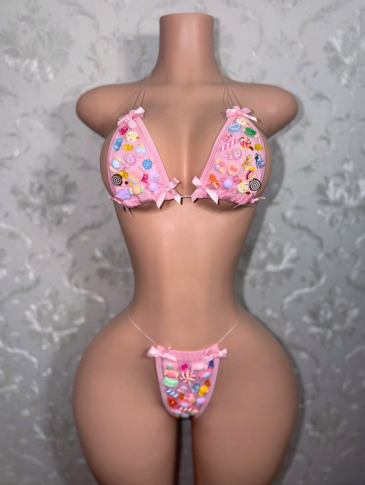 Candy Girl Charm Bikini With Baby Pink Bows