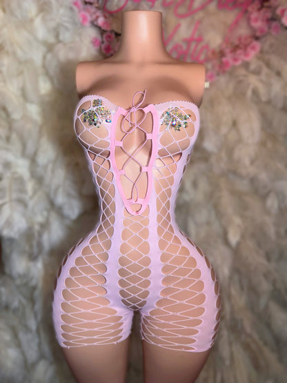 Nayeli Fishnet Romper Fits S-L
