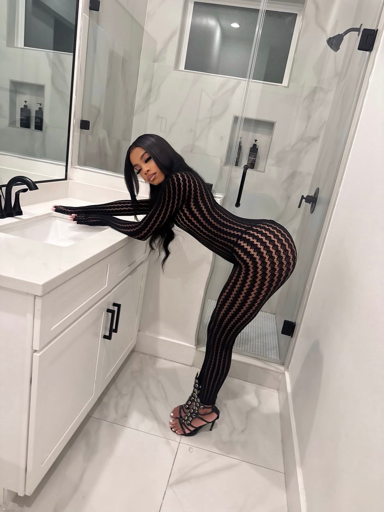Sevyn Fishnet Jumpsuit Fits XS-XL
