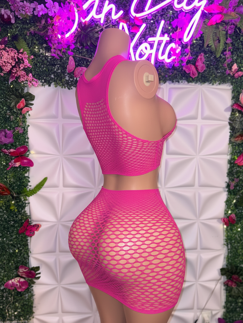 Kay 2 Piece Fishnet Skirt Set Fits XS-XL