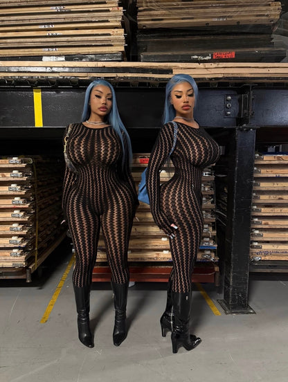 Sevyn Fishnet Jumpsuit Fits XS-L