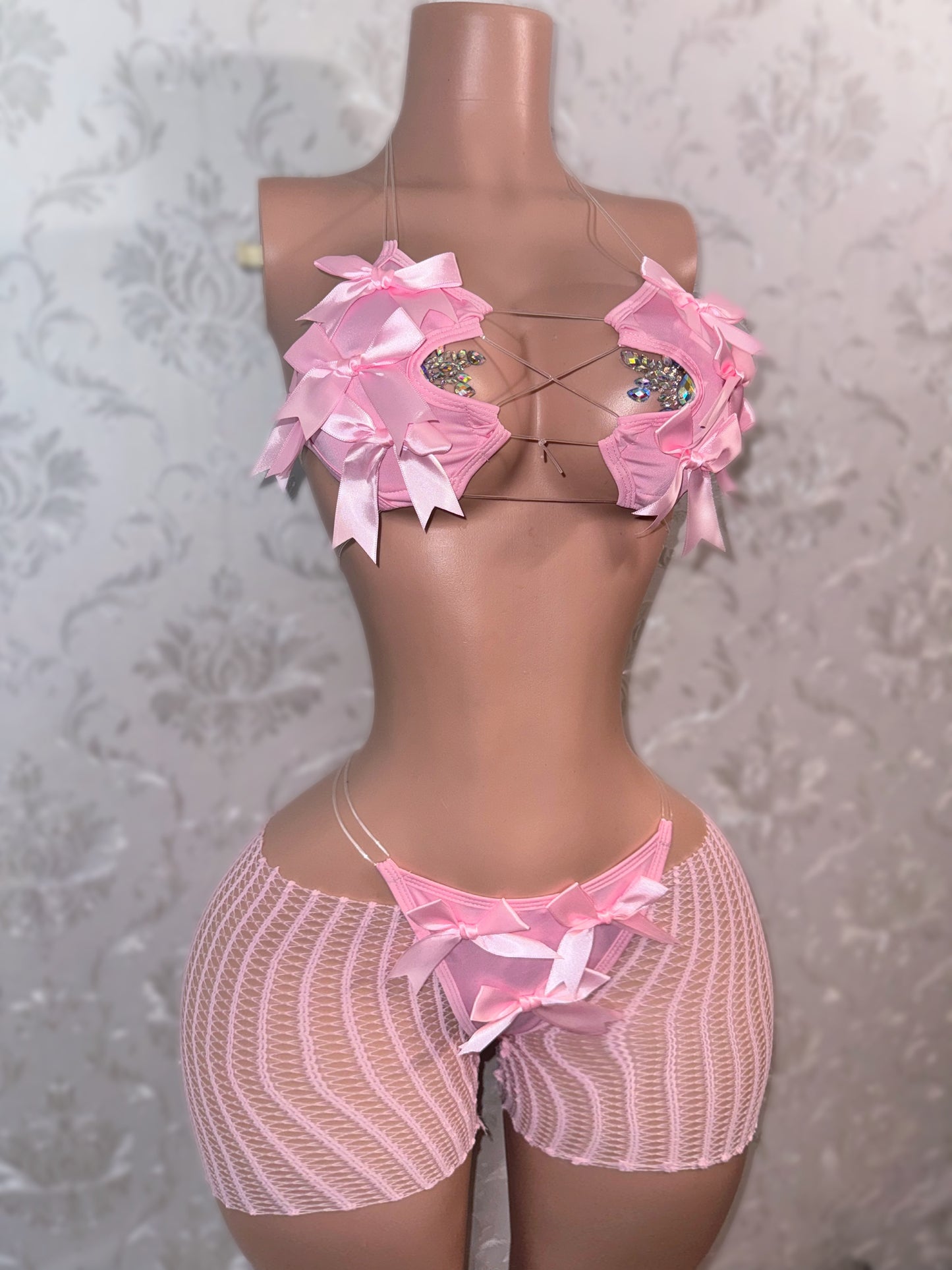 Lil Ho Peep — Extra Bows 3 Piece Set with Cut Off Fishnets