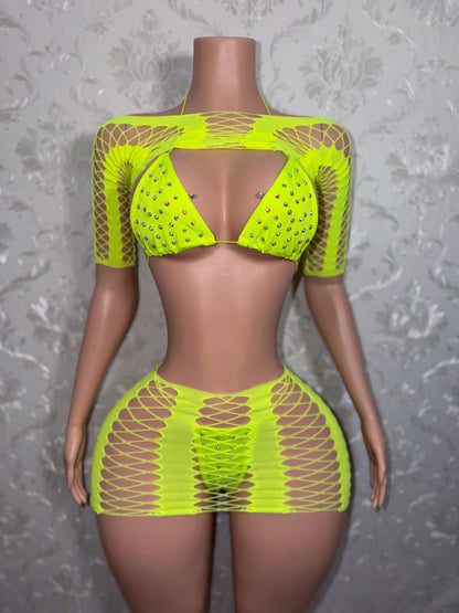 Karma Electra 4 Piece Fishnet Skirt Set Fits XS-L