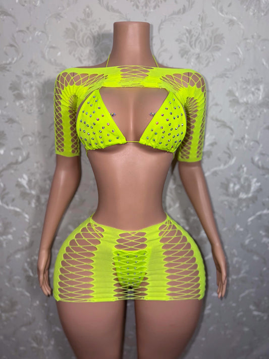 Karma Electra 4 Piece Fishnet Skirt Set Fits XS-L
