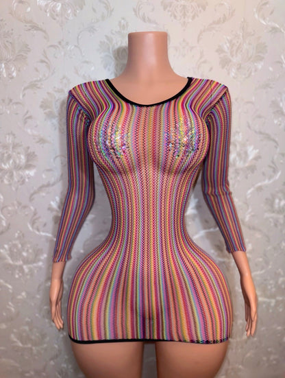 Jamaica Multicolor Fishnet Dress Fits All Sizes
