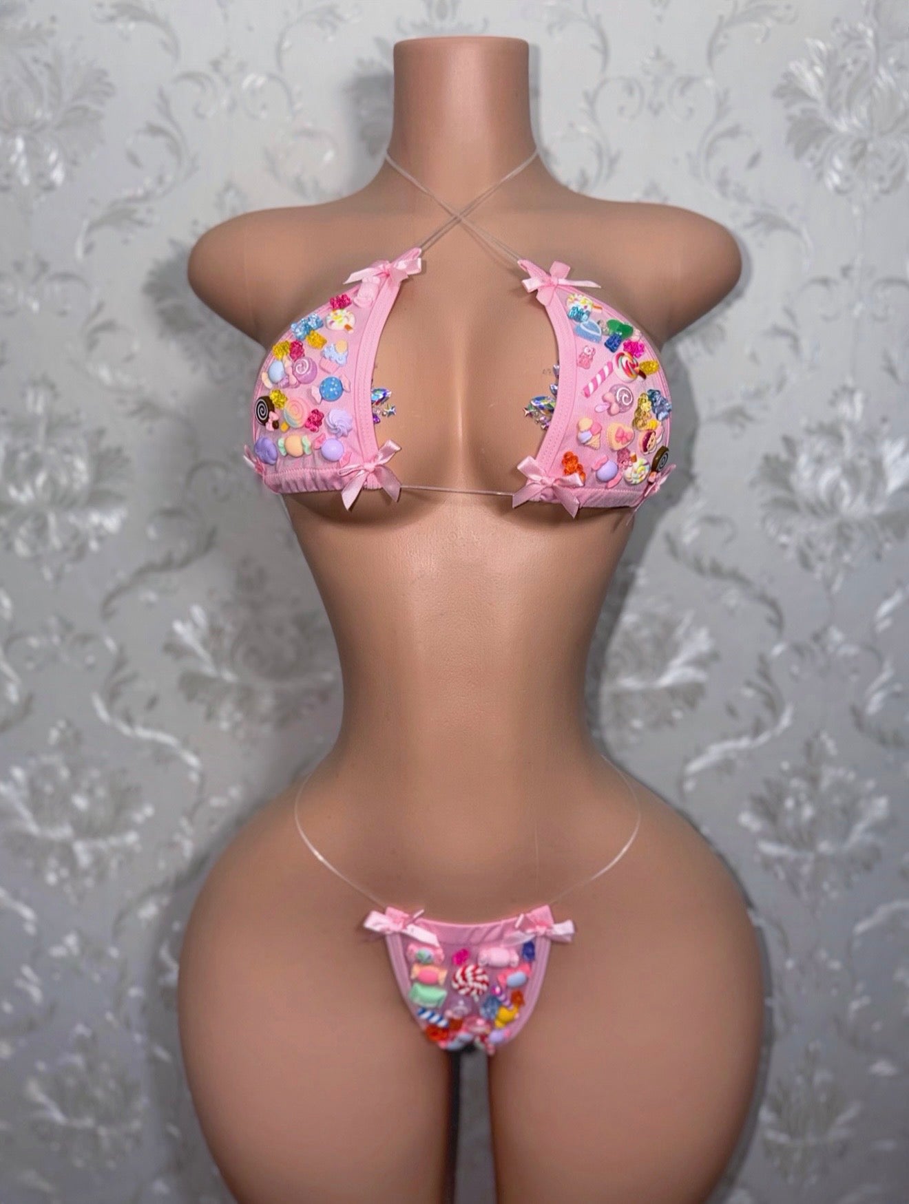 Candy Girl Charm Bikini With Baby Pink Bows