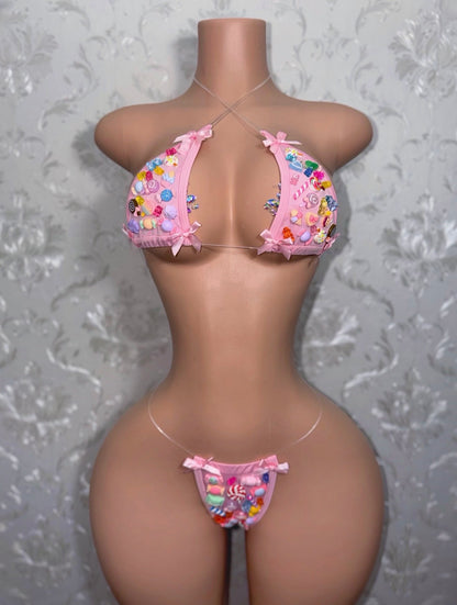 Candy Girl Charm Bikini With Baby Pink Bows