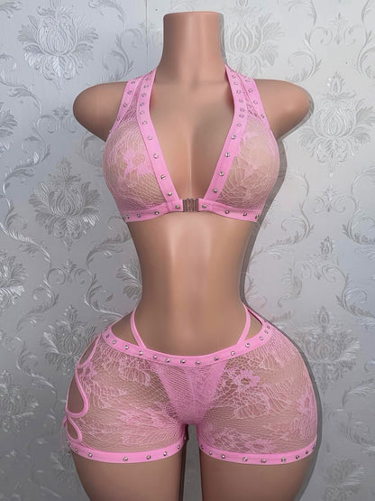 Ms. Daisy 3 Piece Fishnet Shorts Fits S-XL