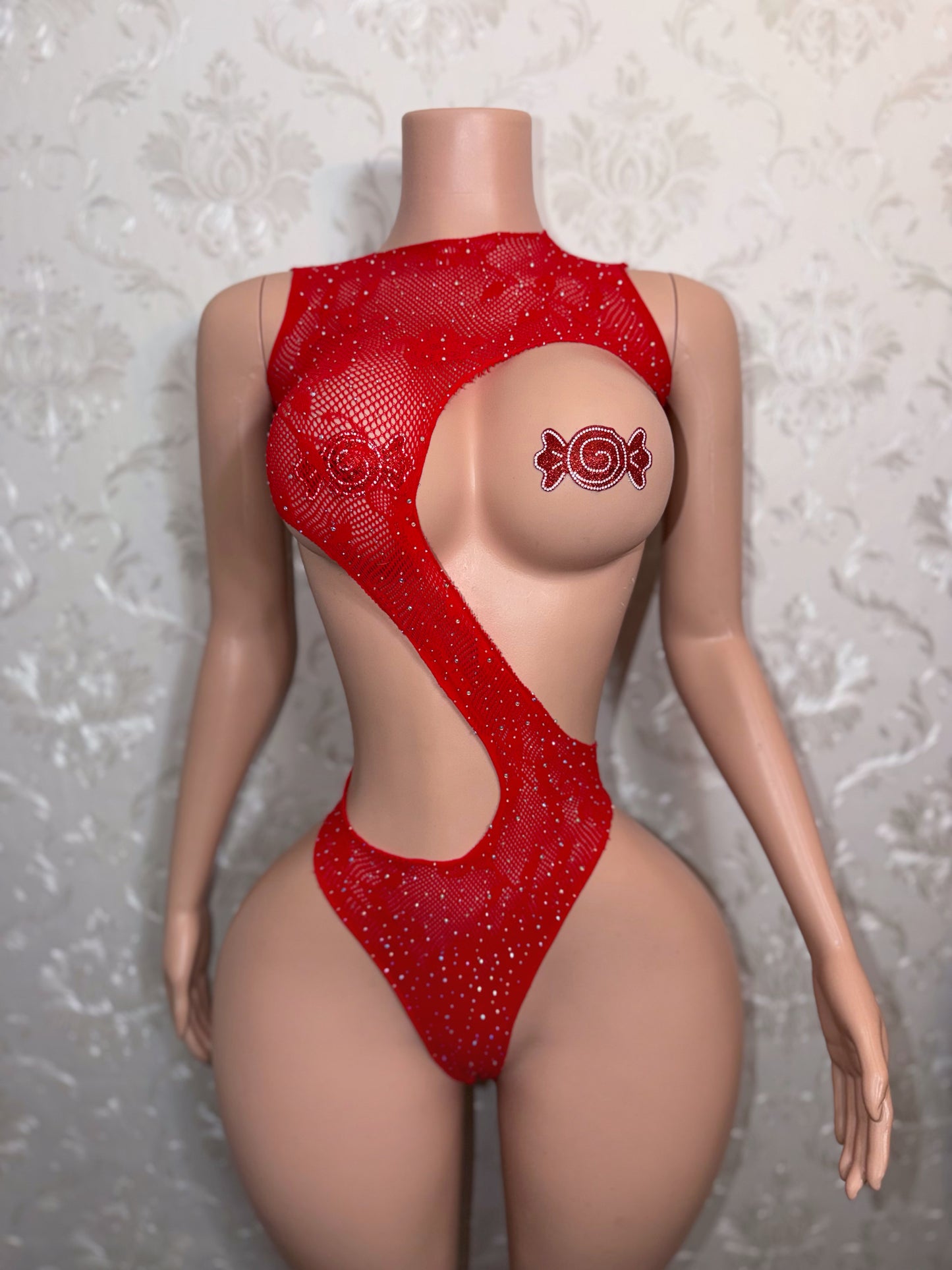 Snowie Bodysuit with Free Glitter Pasties Fits XS-L