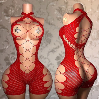 Miami Nightz Fishnet Romper Fits XS-L